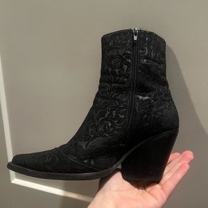 Jeffrey Campbell booties-Baroque print leather booties.